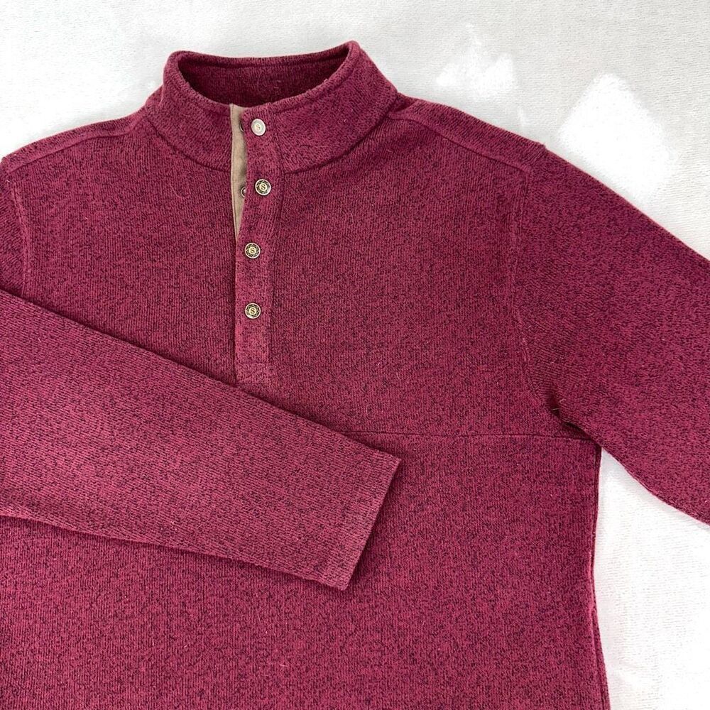 sahalie Sweatshirt Mens Large Burgundy 1/4 Snap Fleece‎ Better Sweater Pullover